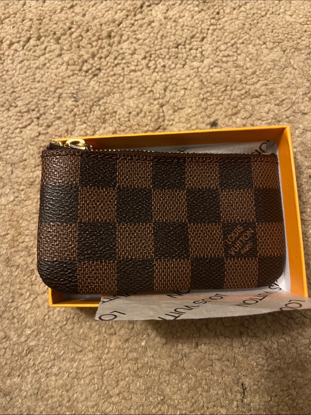 Louis Vuitton Damier Ebene Canvas Key Pouch in Brown and Dark Brown